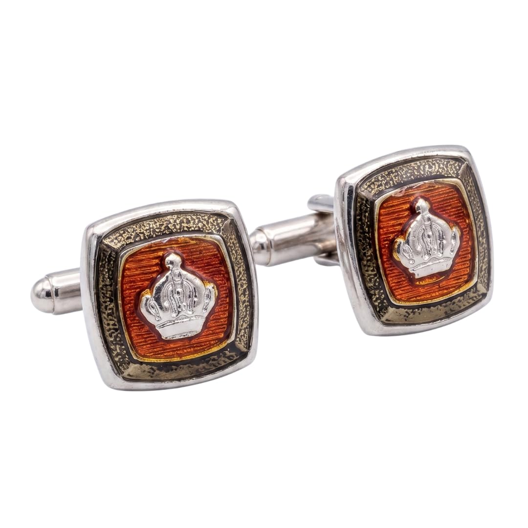 Square Blue Crown Cufflinks for Men – Formal Suit Wear-image-47