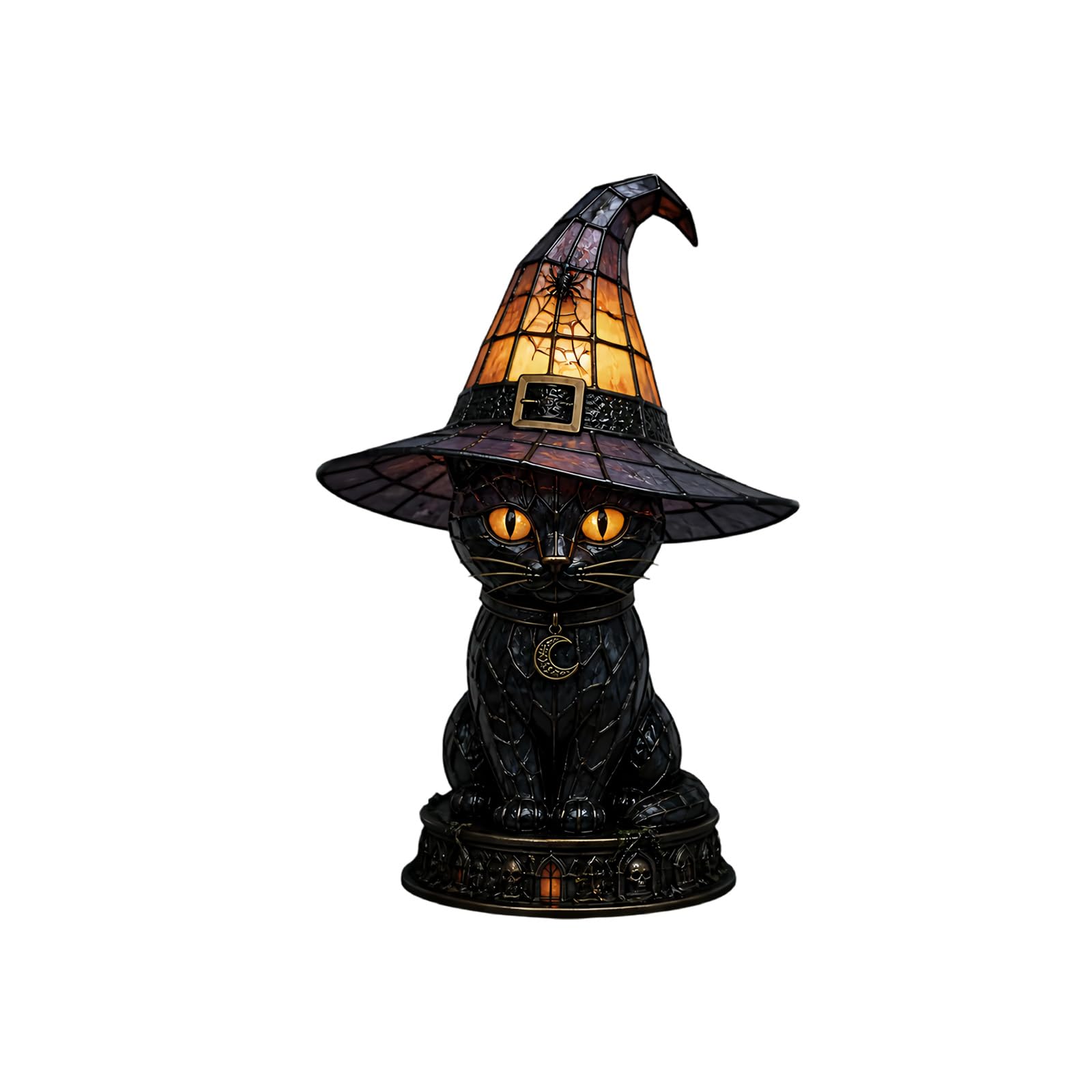 Veltros Witch Hat Lamp, Indoor Halloween Decor with Warm Accent Light, Mantel Tabletop Shelf Gothic Room Display Halloween Night Light Witch Hat Lamp Gothic Decor Warm Glow Tabletop Accent Room