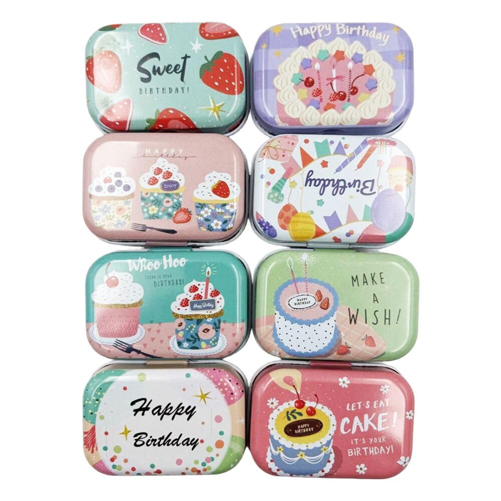 CCUUHJ 8 Pack Tins Container Rectangular Small Tin Box Metal Empty Hinged Tins Empty Tins Basic Necessities Tins for Candies Jewelry,6X4X2.5 CM (Cake) โ image 1