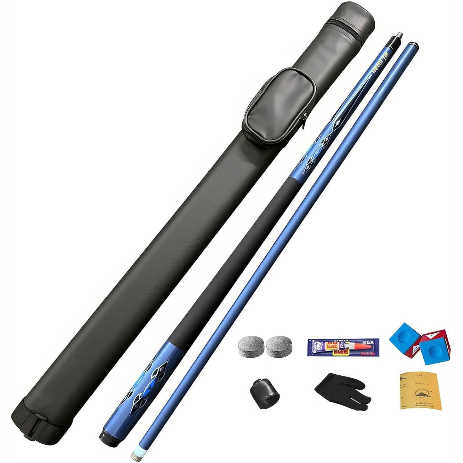 Premium Carbon Fiber Snooker Pool Cues 9.5mm Tip,58 Inch Snooker Cues with Hard Bag & Chalk, 1/2 Jointed Carbon Fibre Billiard Cue Pool Cue Stick,for Billiards Fans(Blue)