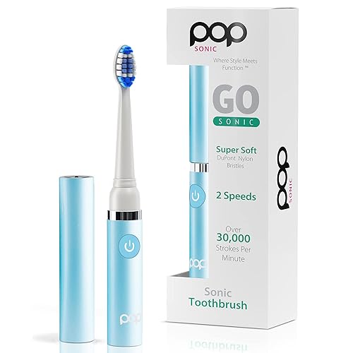 Cepillo de dientes eléctrico Pop Sonic (azul hawaiano) - Cepillos de dientes de viaje con batería AAA | Cepillos de dientes eléctricos para niños