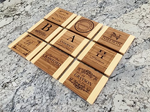 Personalized Mini Cutting Board (Anderson Design) - Decorative Small Wood Cutting Board for Housewarming Gifts, Also Bridal Shower and Wedding Gifts (6 x 8 Two Tone Bamboo Rectangular)