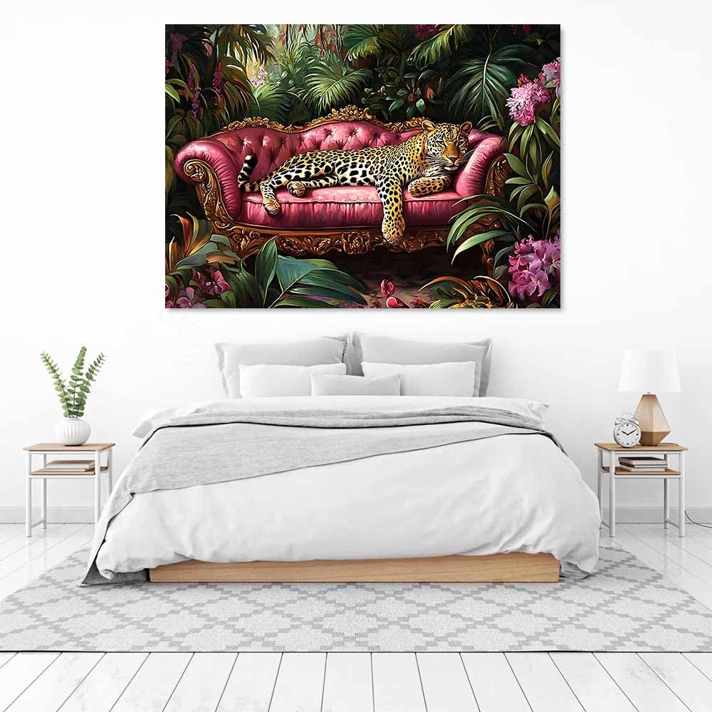 WIKEO Zwierzęta plakat na ścianę obrazy na sofę śmieszne minimalistyczne lampart obraz sofa do domu plakat, odpowiedni do dekoracji salonu i łazienki (różowy 6)-70x100 cm nieoprawiony