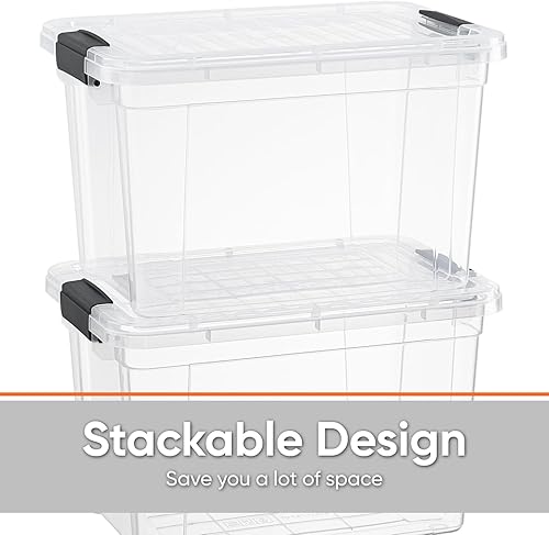 Miniatura 4 de Superio - Caja de almacenamiento transparente con tapa, contenedores de plástico de 8.75 cuartos de galón para organizar, cajas apilables, libres de