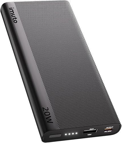 imuto Cargador portátil, delgado 20 W PD 10000 mAh, USB C entrada y salida de batería de carga rápida, cargador de teléfono externo esencial de