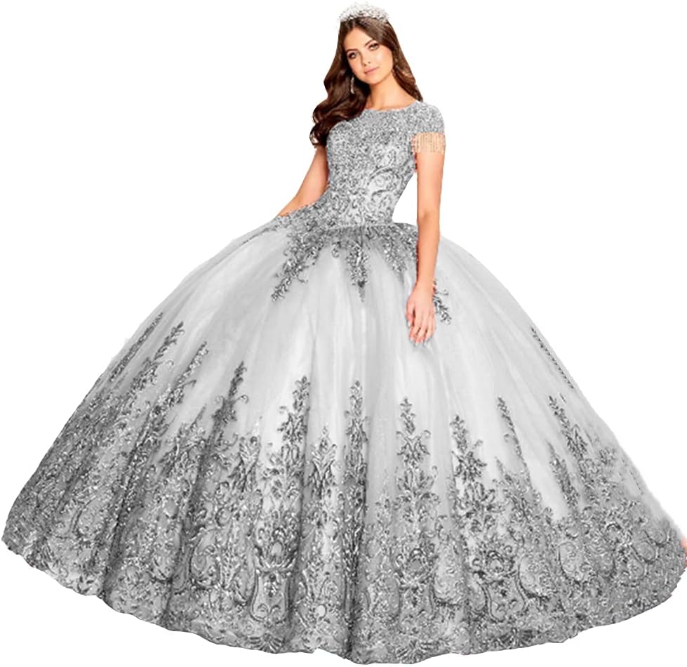 Snow Lotus Vestidos De Quinceañera De Princesa Bordados Para Mujer, Con Encaje Envolvente, Apliques Florales, Cuentas De Baile, Dulce 53 Vestidos Champán, Champán
