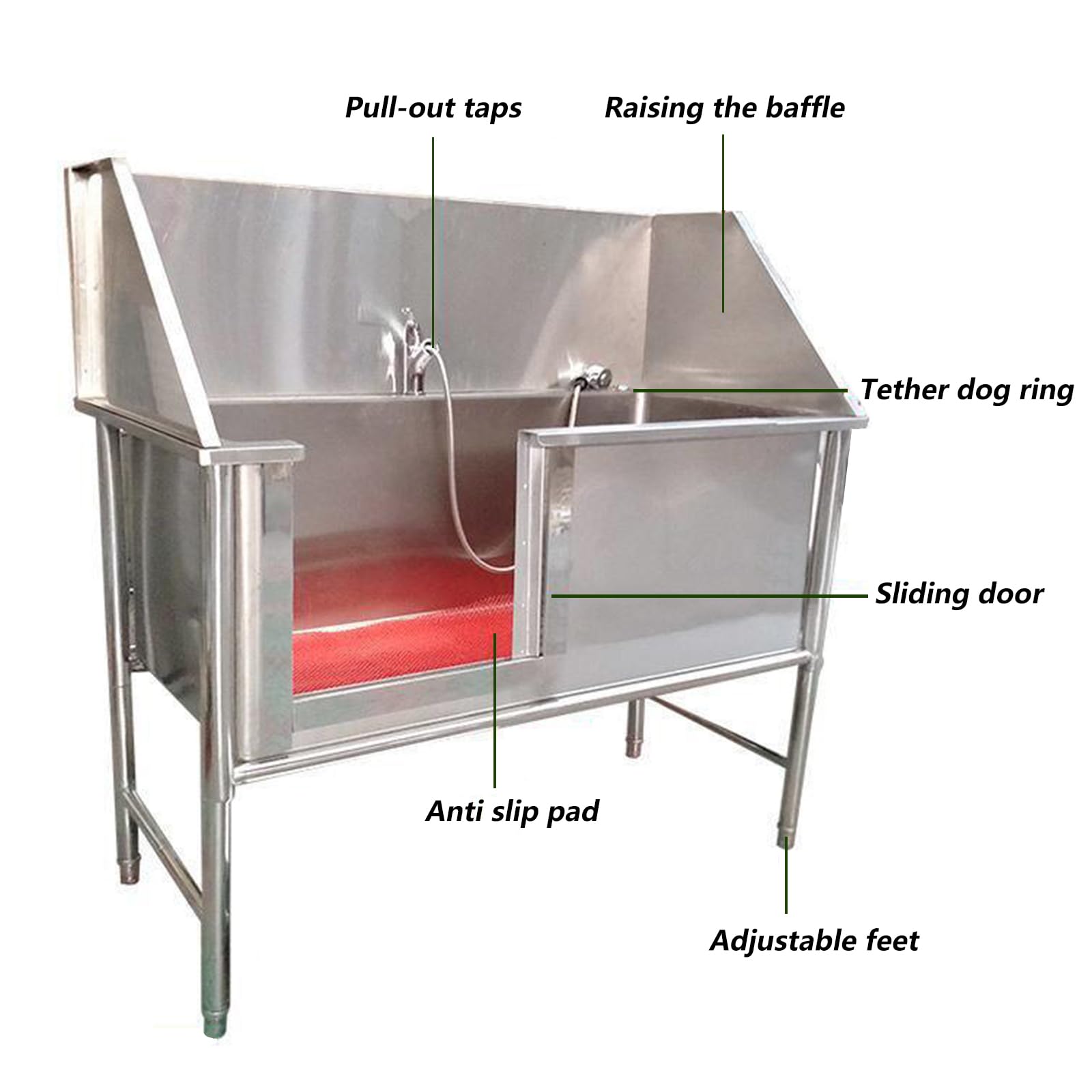Baignoire Pour Chien,Station De Lavage Pour Animaux De Compagnie,Station De Bain Professionnelle En Acier Inoxydable Pour Chien,Baignoire De Toilettage Pour Chien,Station De Lavage(39in/100cm)