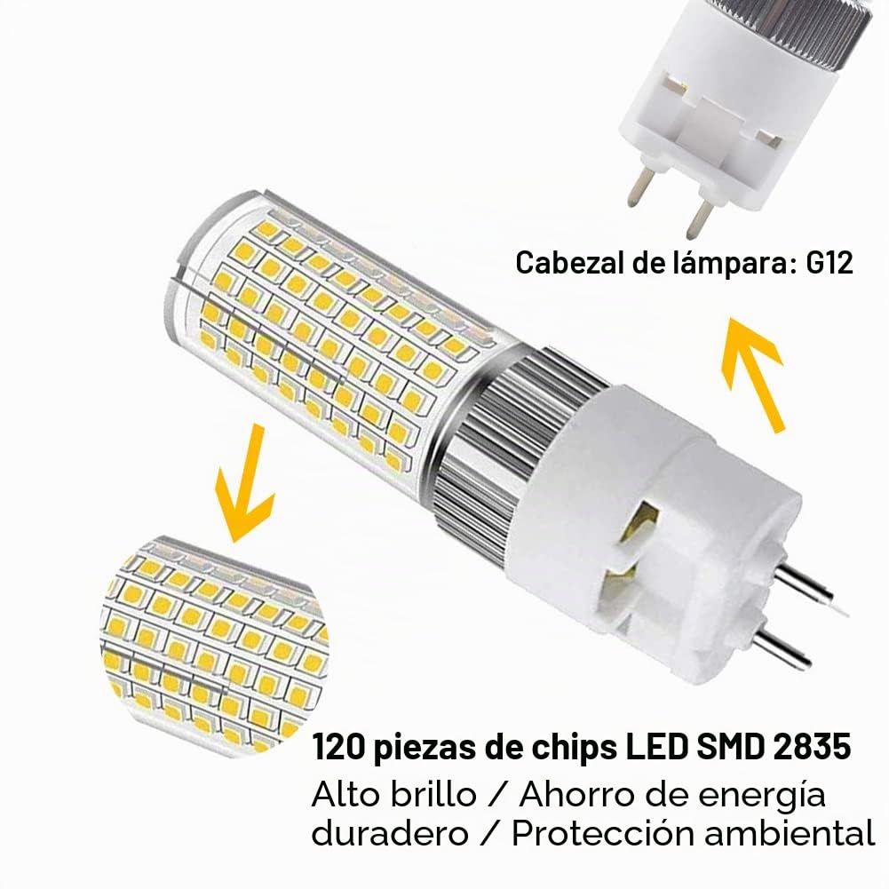 Bombilla LED G12 16W, Bombilla de Maíz Bi-Pin (Equivalente a 160W Halógena/Bombilla Incandescente),Blanco Cálido 3000K 1600 Lumen Lámpara de techo para Casa Calle Garaje Paisaje Almacén,Paquete de 4