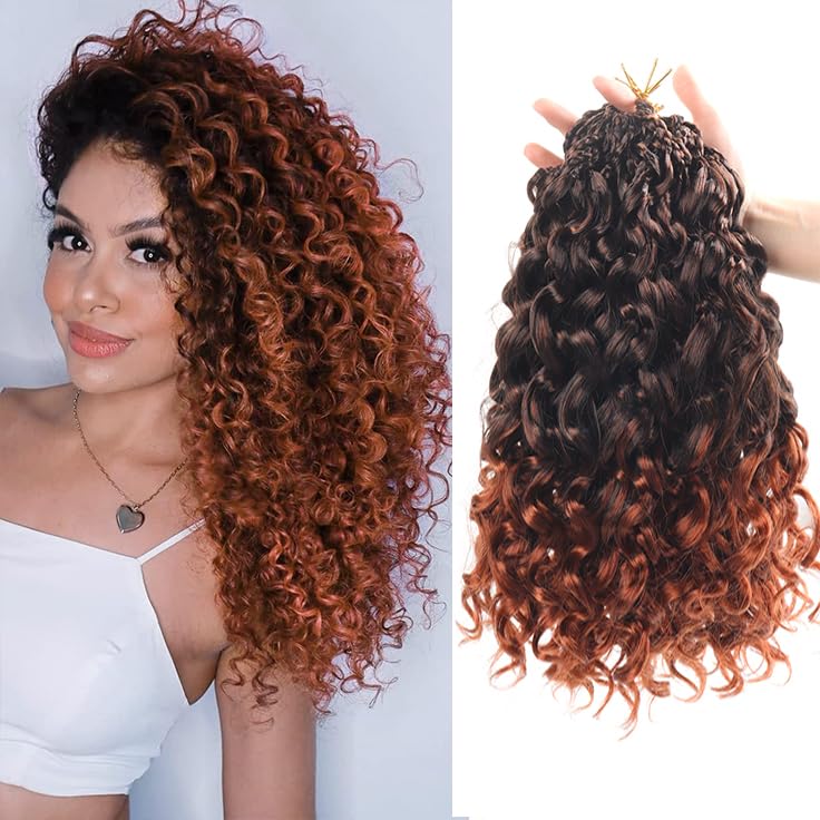 Datanala GoGo Curl Crochet Hair 12 Inch Water Wave Crochet Hair 8 Packs Long Beach Curl Crochet Braiding Hair Synthetic Extensions For Women (T350