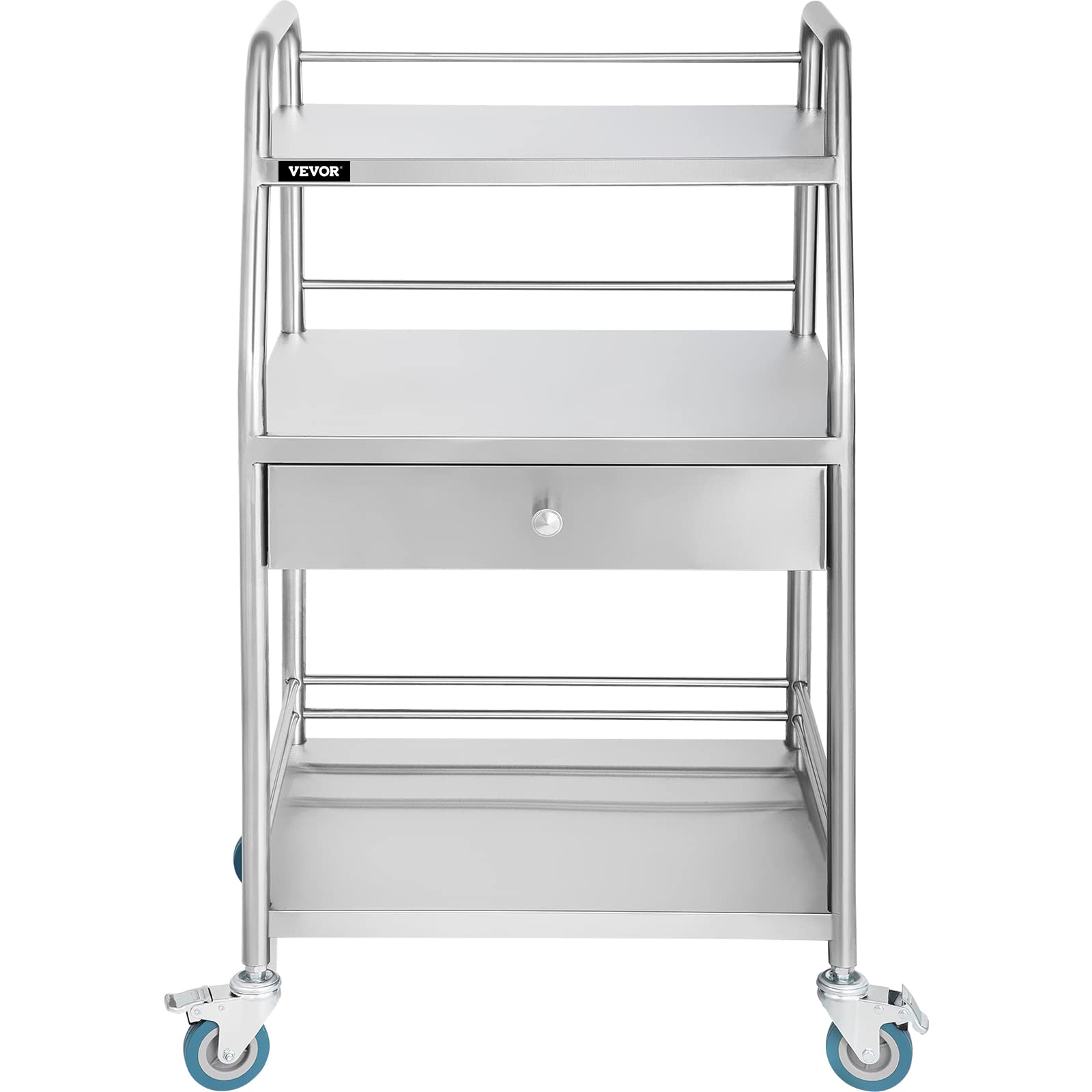 Buy VEVOR Utility Cart with 3 Shelves Shelf Stainless Steel with Wheels