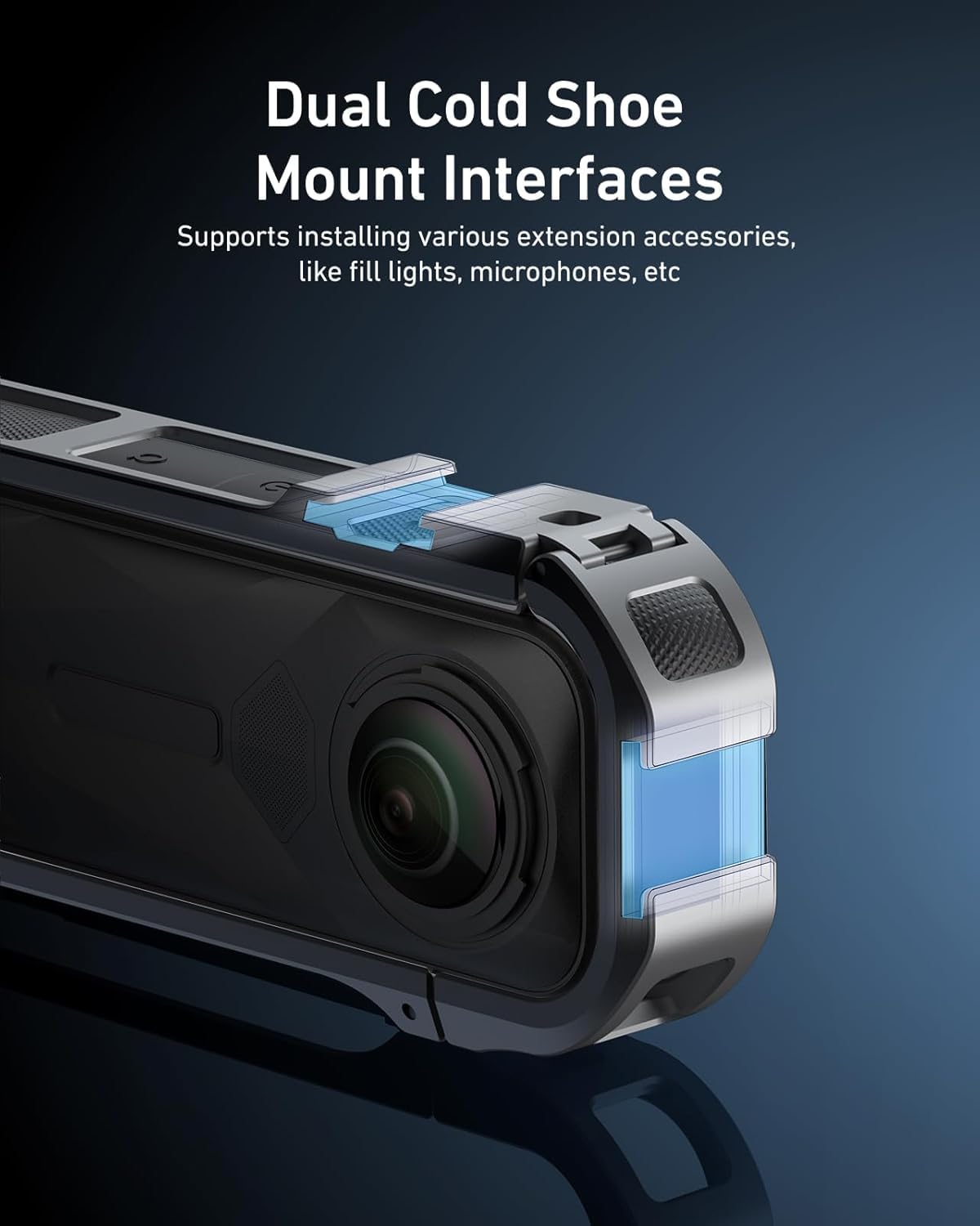 TELESIN Beschermkooi Van Aluminium + Siliconen Lensdop Voor Insta360 X5 – Met Cold Shoe En Magnetische Snelwissel