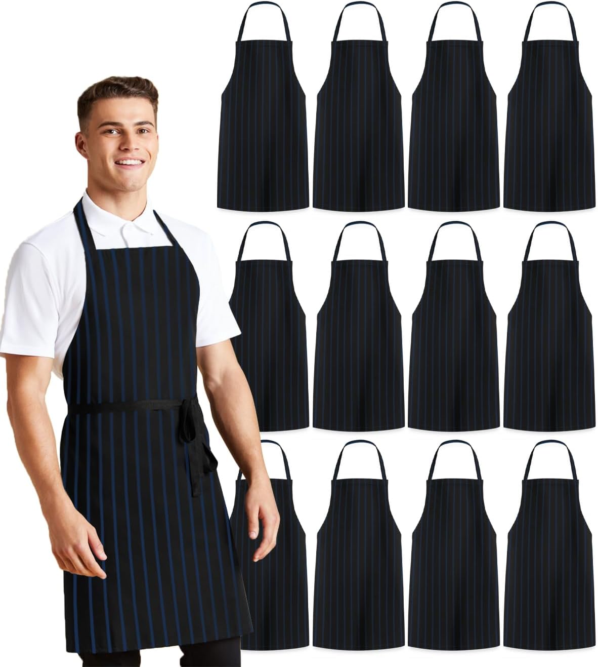 Avalon Kitchen Aprons for Men - 100% Polyester Chef Apron Women with Extra Long Ties - Cooking Aprons for Women & Mens Apron