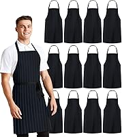 Vista 15 de Aprons for Men - 100% Polyester Chef Apron Women with Extra Long Ties - Cooking Aprons for Women & Mens Apron Gris