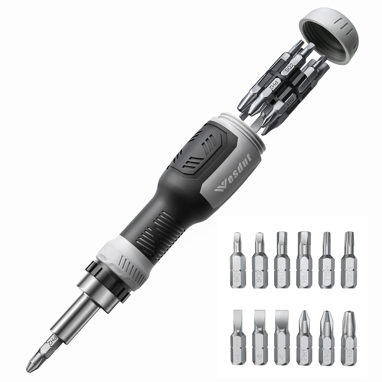 Wesdut 13-in-1 Ratchet Screwdriver Set Tool All in One Built to Last Multi Screw Driver Set Kit Flat