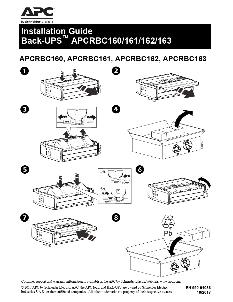 APC UPS Battery Replacement, APCRBC163, for APC UPS BR1500MS and select others