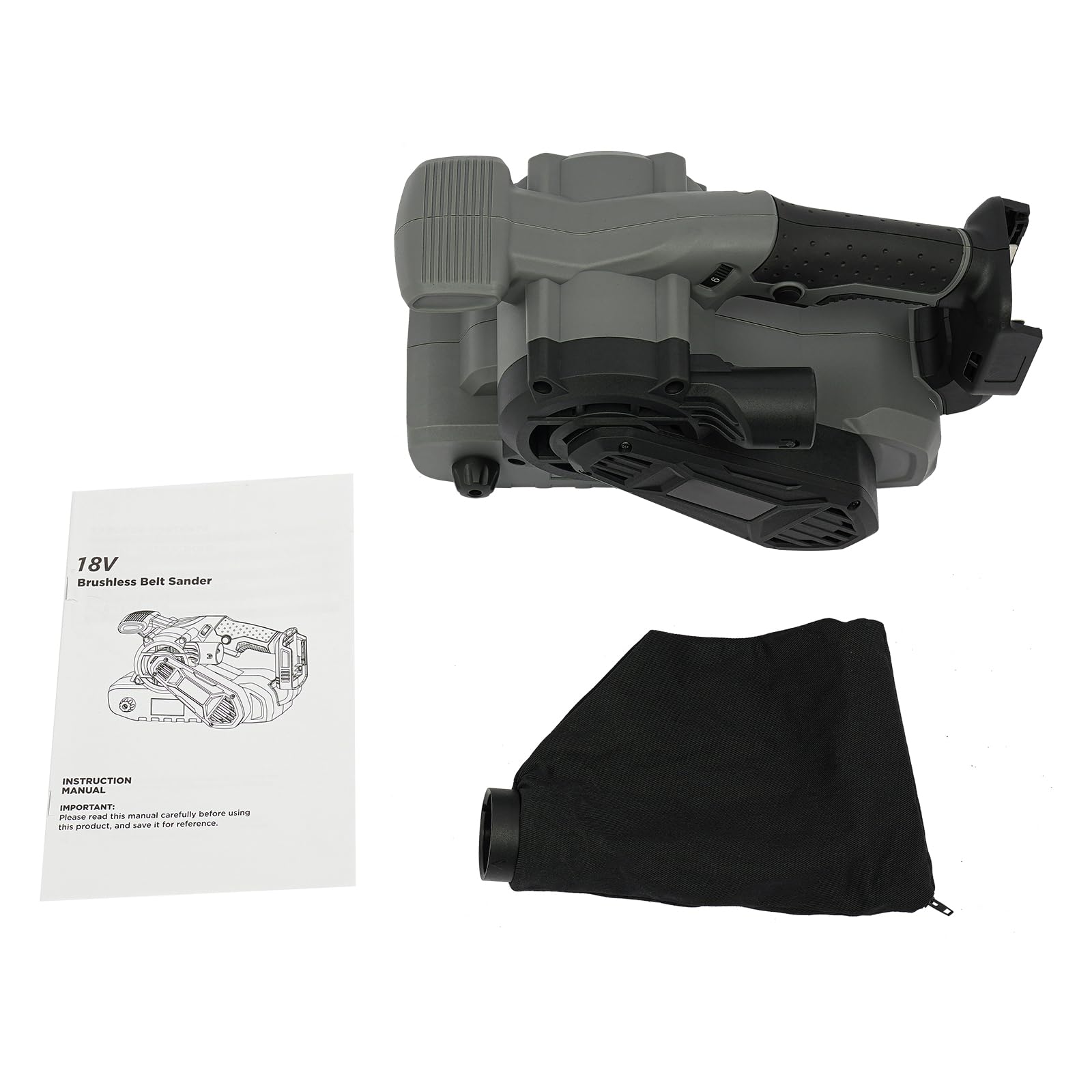 Lijadora de banda, 1200 W, sin escobillas, 6 niveles, 76 x 533 mm, para madera y metal | 180-300 m/min, bolsa para el polvo, asas ergonómicas, ABS resistente, para pulir y eliminar el óxido