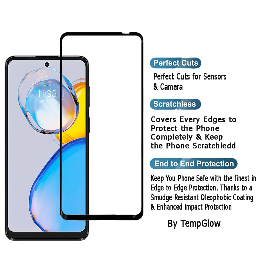Image of Screen Protector for Motorola Moto E32 | G22 (Black) Tempered Glass Edge-to-Edge 6D Screen Guard With Installation Kit