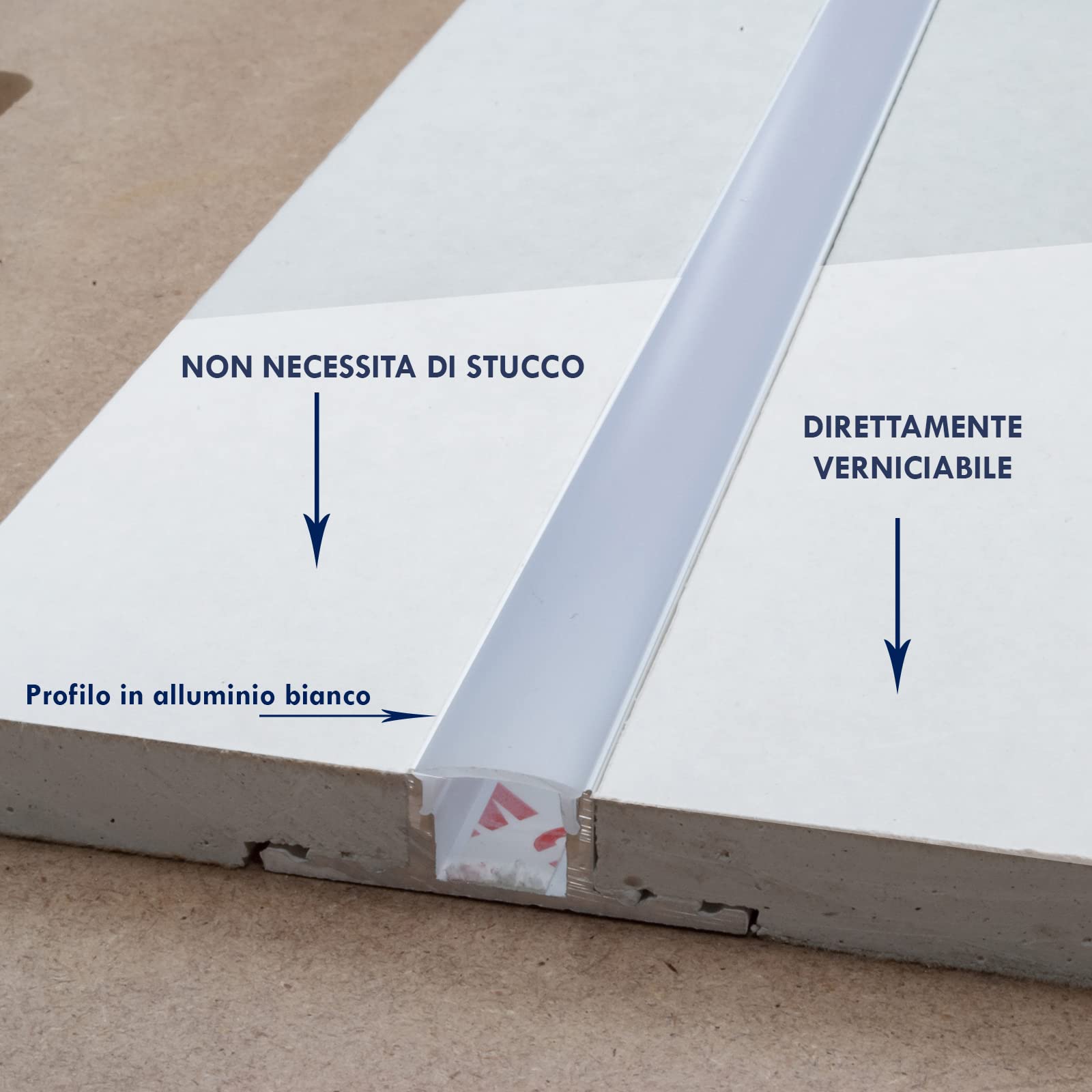 Planetitaly 4 tiras LED para techo o pared con adhesivo 3M IP20, de 2 m, para paneles de yeso y yeso