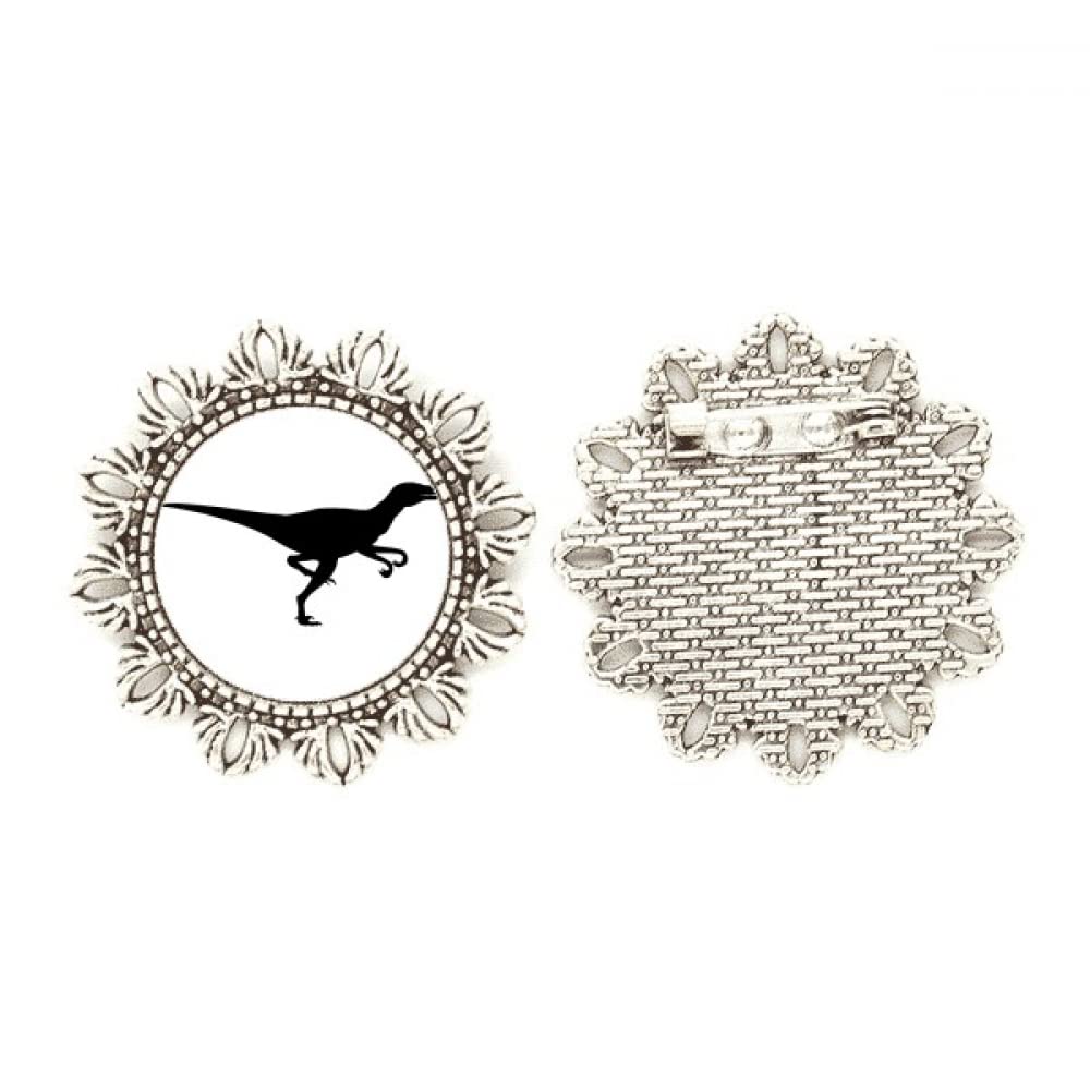 Broche de flor plateada con dinosaurio miniatura BS talla M para ropa 4