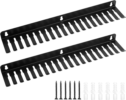 QWORK Organizador de colgadores de cables para una gestión eficiente de cables, 19 ranuras cada una, paquete de 2, montaje en estante de pared,