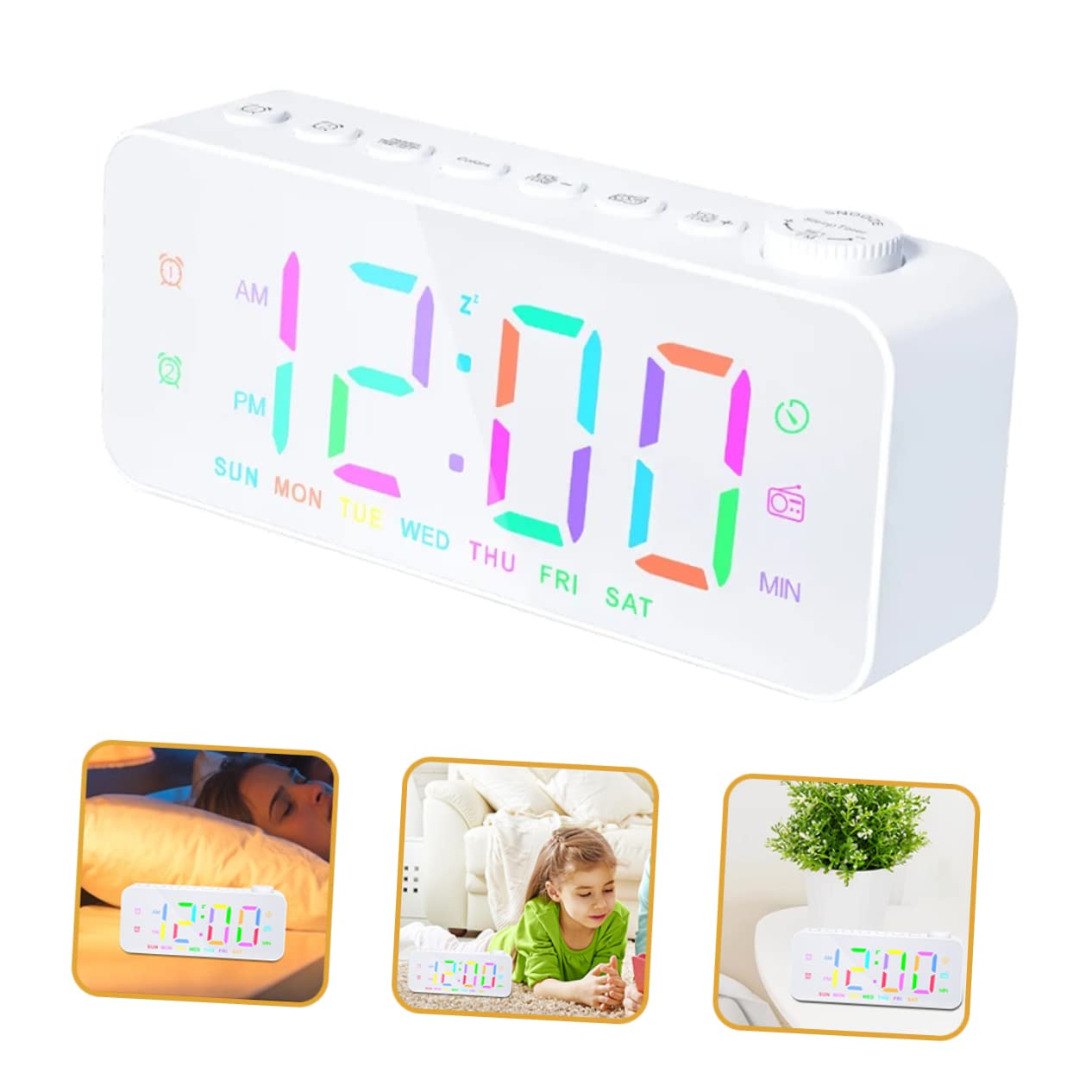 Radio Despertador de Pantalla Grande para Dormitorio Radio y Función de Carga USB como Despertador Digital para Obsequio