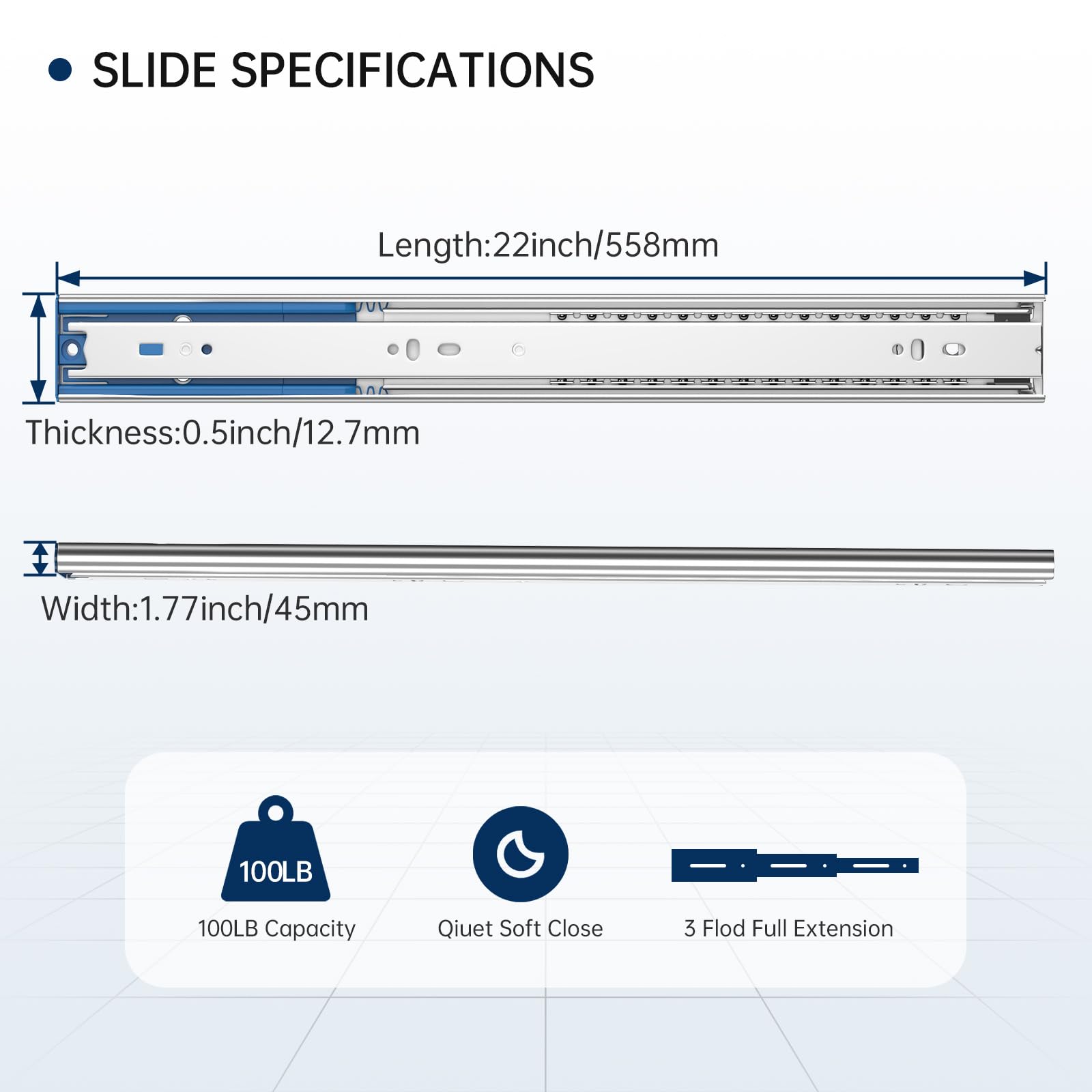 Soft Close Drawer Slides - Quiet & Heavy Duty -2 Soft Close Drawer Slides - Quiet & Heavy Duty -2