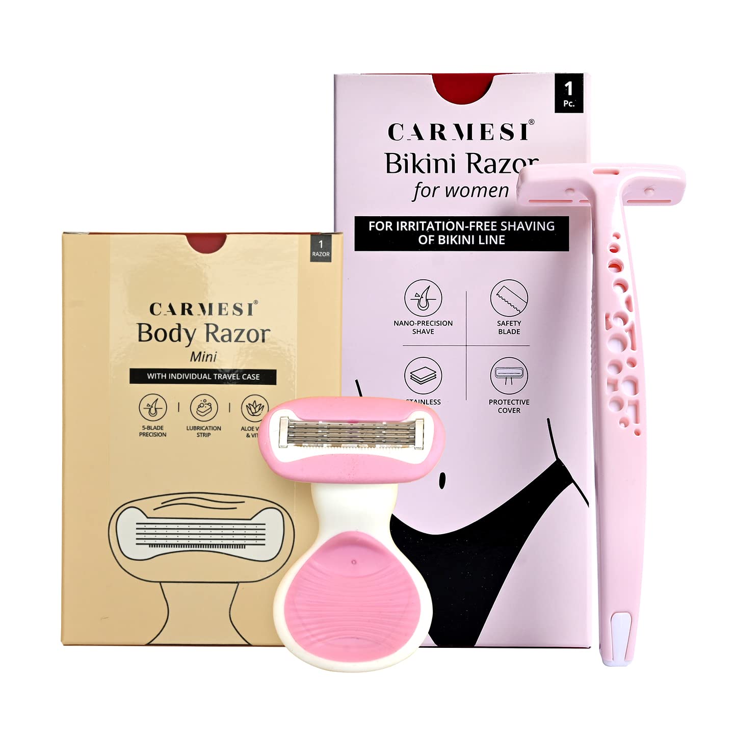 Carmesi Body Razor (Mini) & Bikini Razor Combo for Women Painless