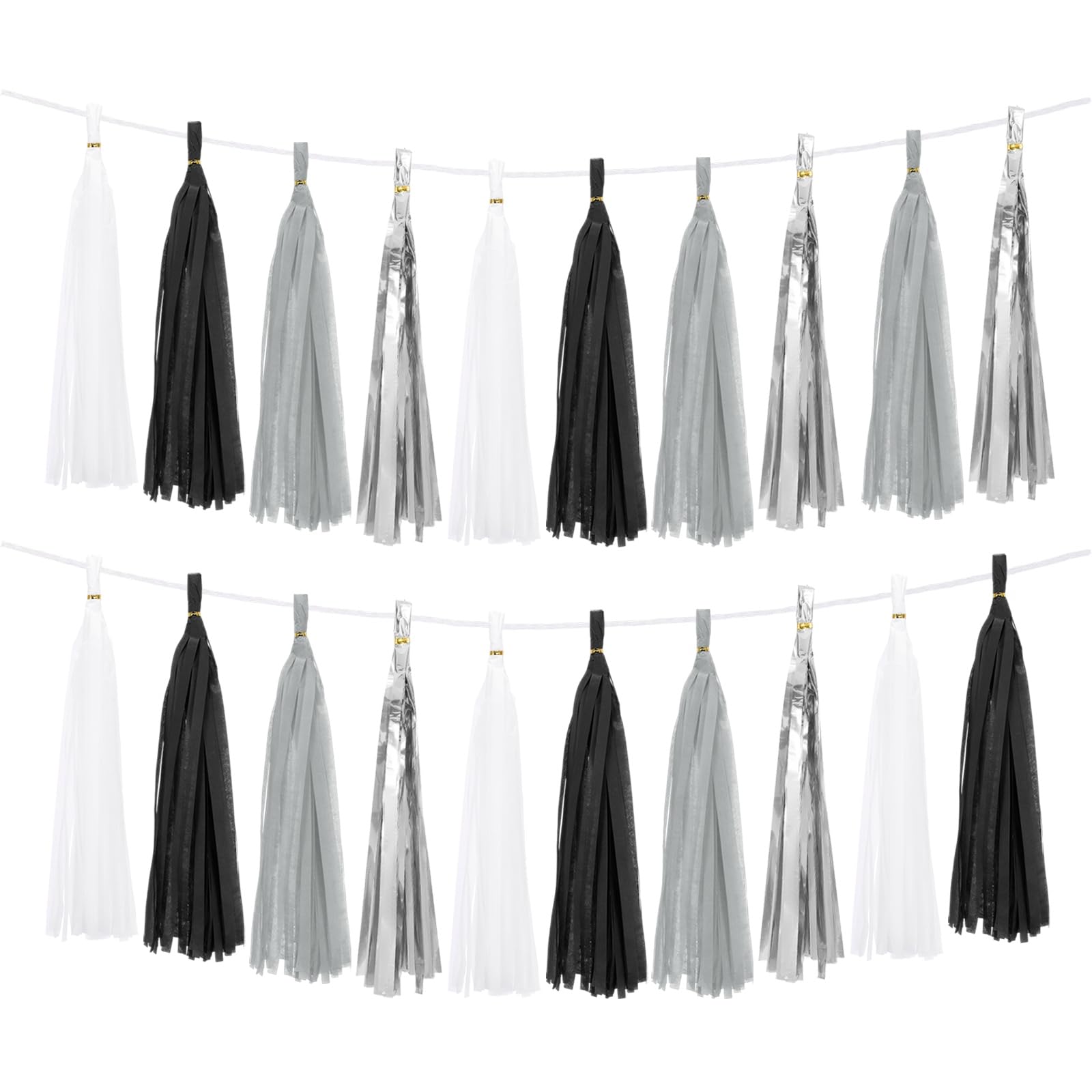 Guirnalda de borlas de papel de seda kit bricolaje 40 piezas decoración fiestas blanco
