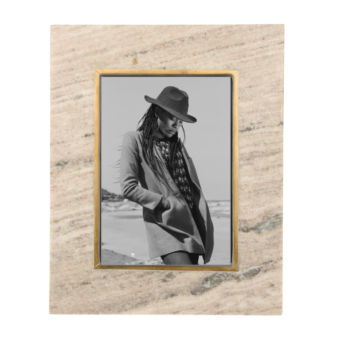 Cadre photo en marbre et laiton véritable Cruiser's Caché marron 13x18