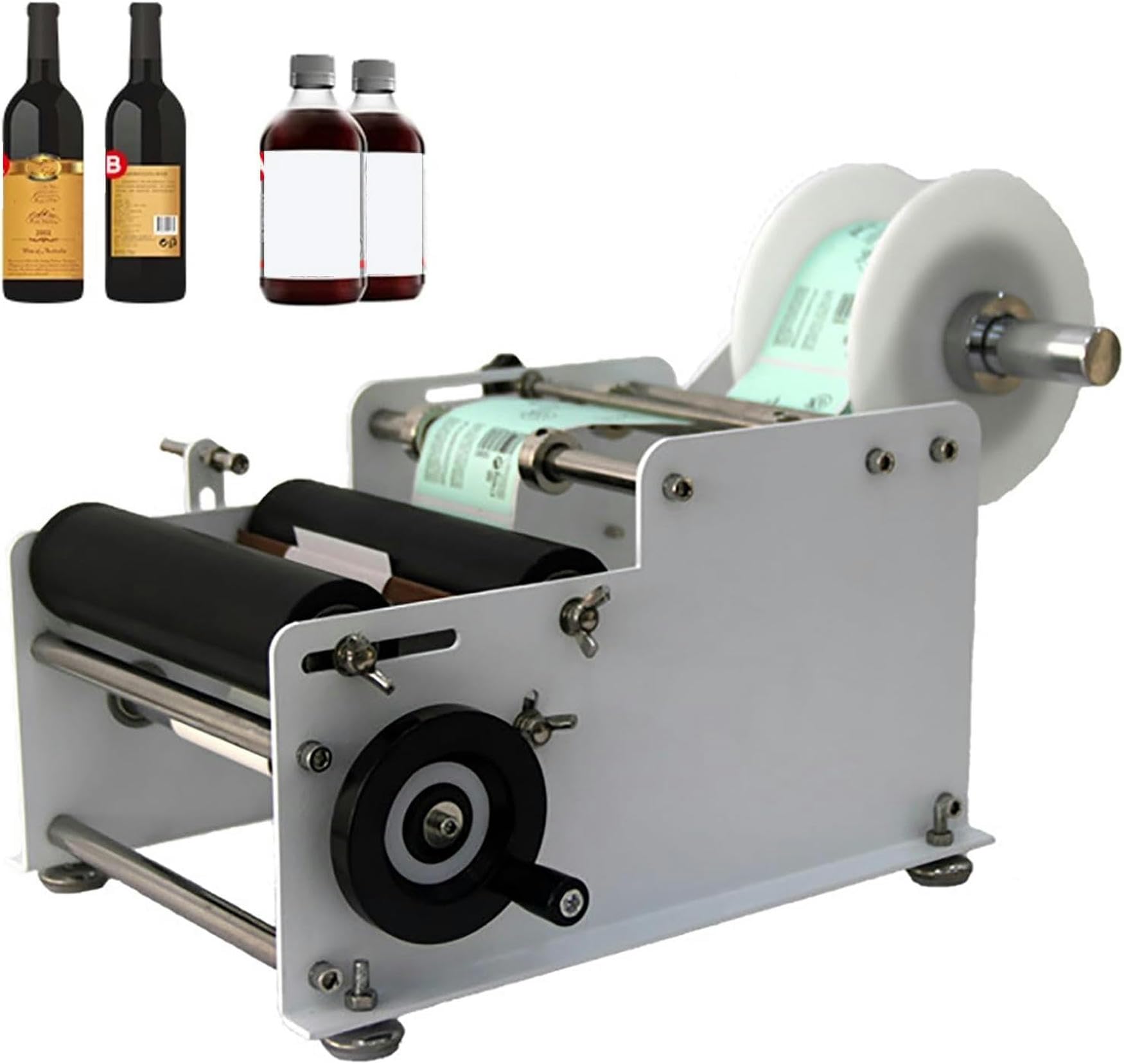 Applicateur d'étiquettes Semi-Automatique, étiqueteuse de Bouteilles Rondes pour diamètre de Bouteille de 15 à 120 mm et Largeur d'étiquette de 10 à 110 mm et Longueur