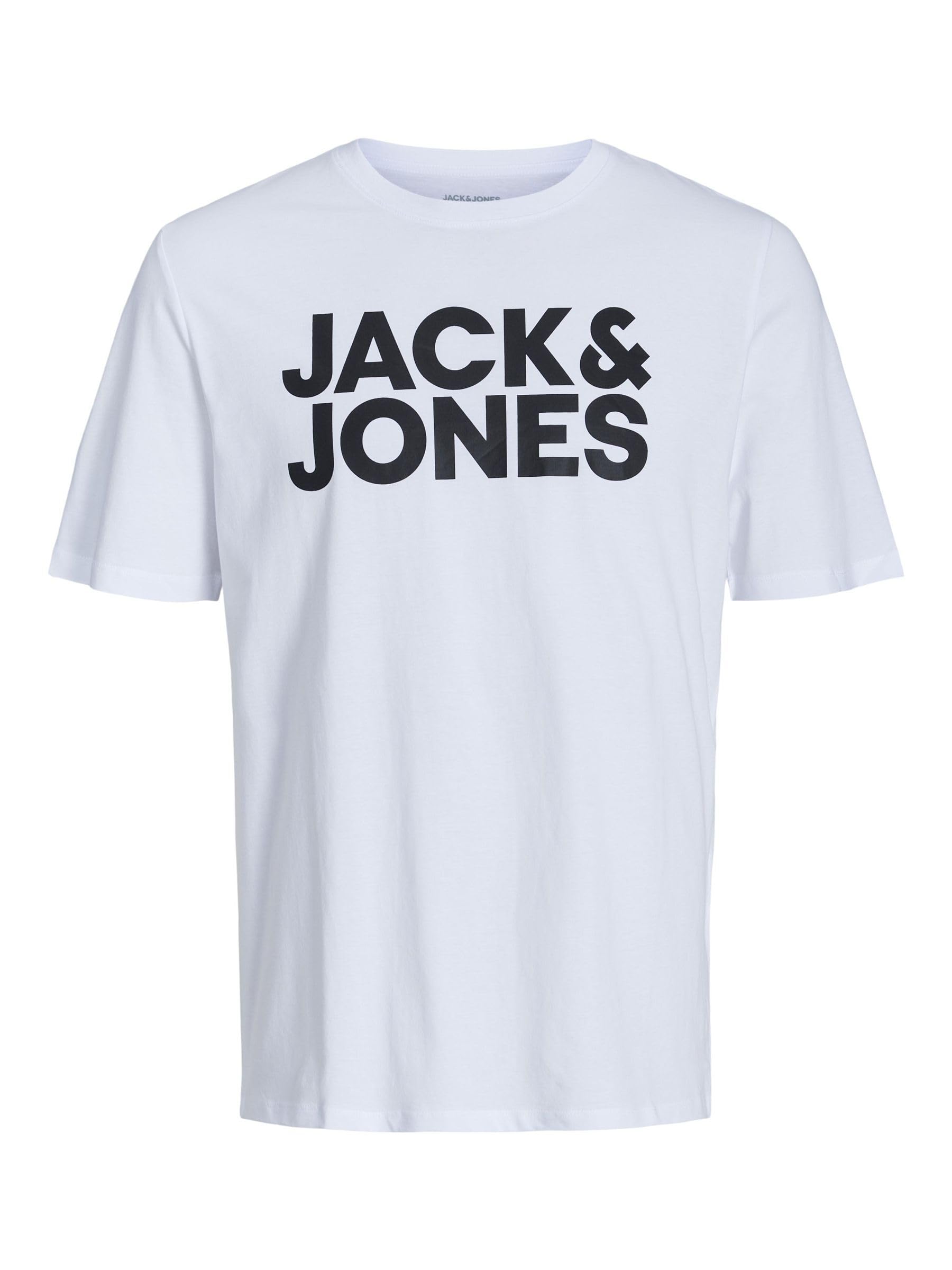 JACK & JONES JJECORP LOGO TEE SS O-NECK NOOS, T-Shirt, Uomo, White/Fit: Slim/Large Print/Black, M