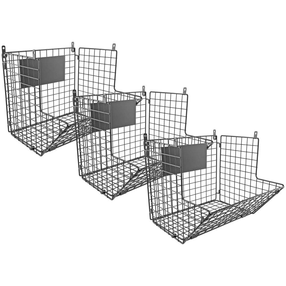 Southern HomewaresThree Tier Metal Storage Shelves Mounted Rack for Home & Office Organization, Black