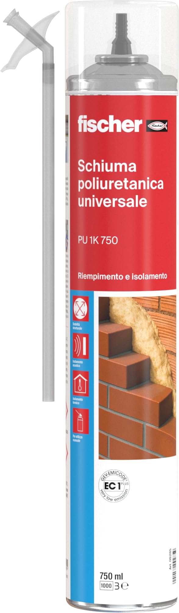 Fischer Schiuma Poliuretanica PU 1K 750 M, Multiuso, Manuale