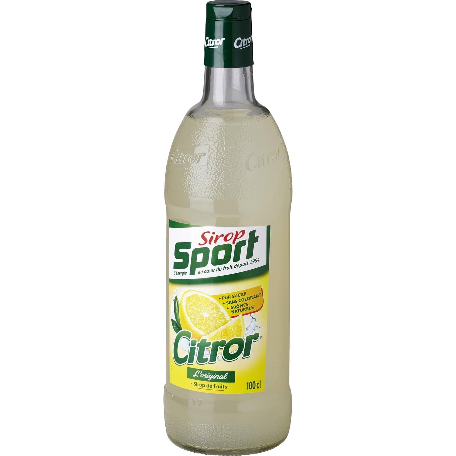 SIROP SPORT Sirop de Citron Pur Sucre Sans Colorant Arômes Naturels Bouteille Verre 1L L'Original depuis 1954 - Lot de 4