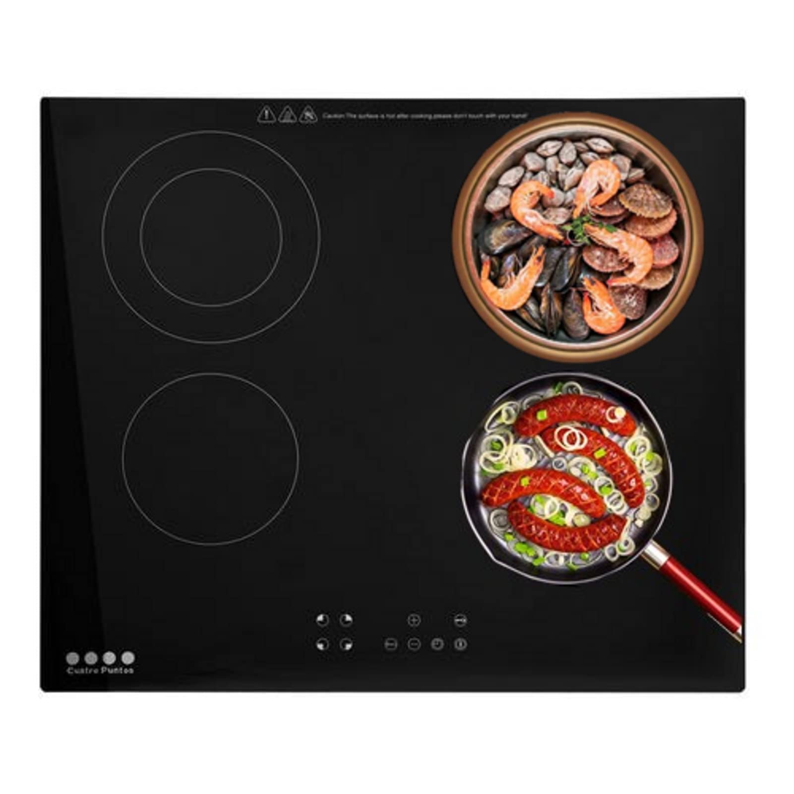 Buy Ceramic Hob 60cm, Builtin Black Glass Hob, 6700W 4 Zone Electric