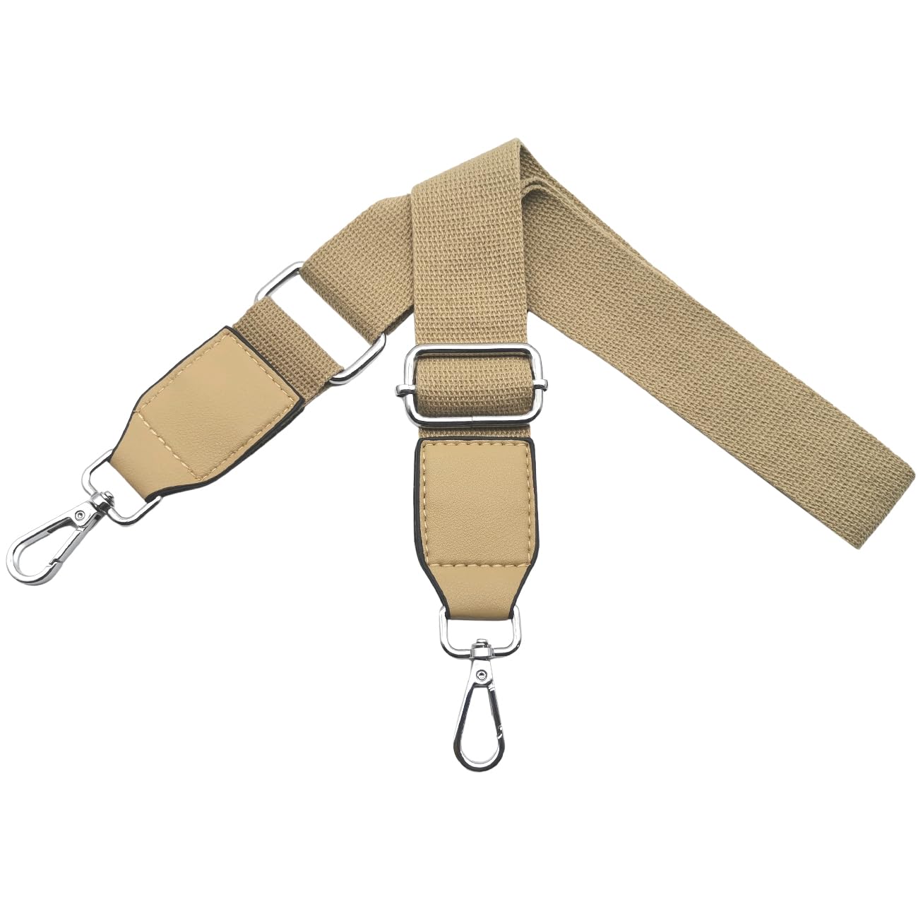 Omxyinma Bag Straps Replacement Handbag Strap Crossbody Shoulder Straps with Leather for Bags Wide 3.8 cm with Silver Hardware Buckle, for Women，Khaki, Q2-11