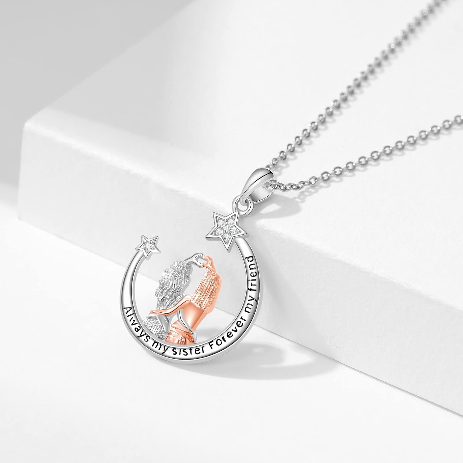 Sister Mother Daughter Necklace Jewelry Gifts Sterling Silver Sister Pendant Necklace Jewelry Birthday Gifts for Women US3