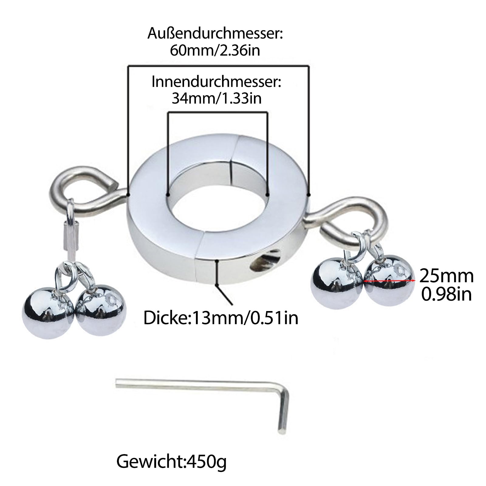 Anello scrotale pesante e penis ring, allungatore scrotale trainer penieno in metallo per uomini, bondage cock ring per aumento erezione, sex toy erotico set per uomini (B)