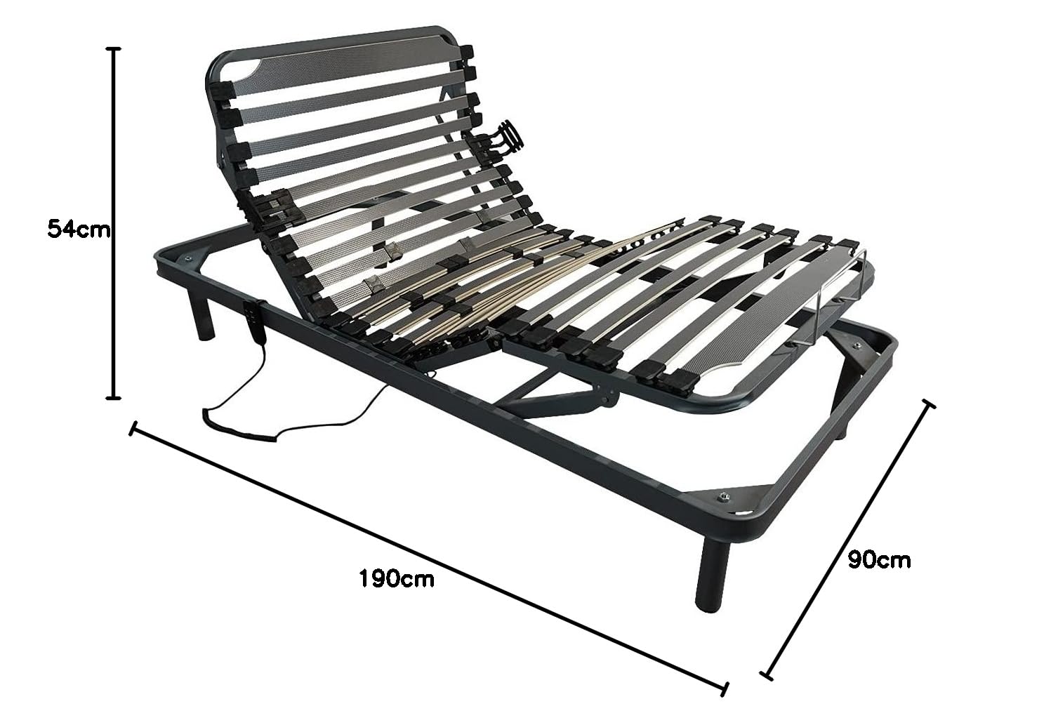 DUÉRMETE ONLINE - Pack Cama Eléctrica Articulada Reforzada Ergomedic Pro + Colchón Sanitario Viscoelástico Sanivisco + Barandillas INOX, 90x190