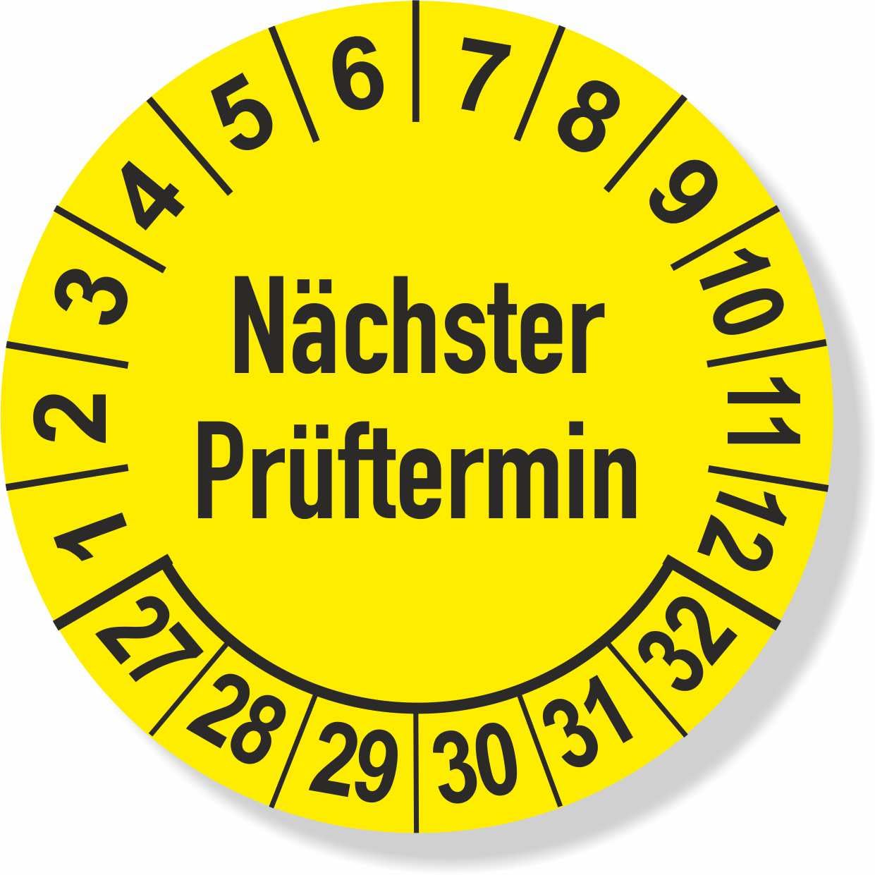 Prüfplaketten 2027 gelb Ø 25 mm 250 Stück Haftfolie