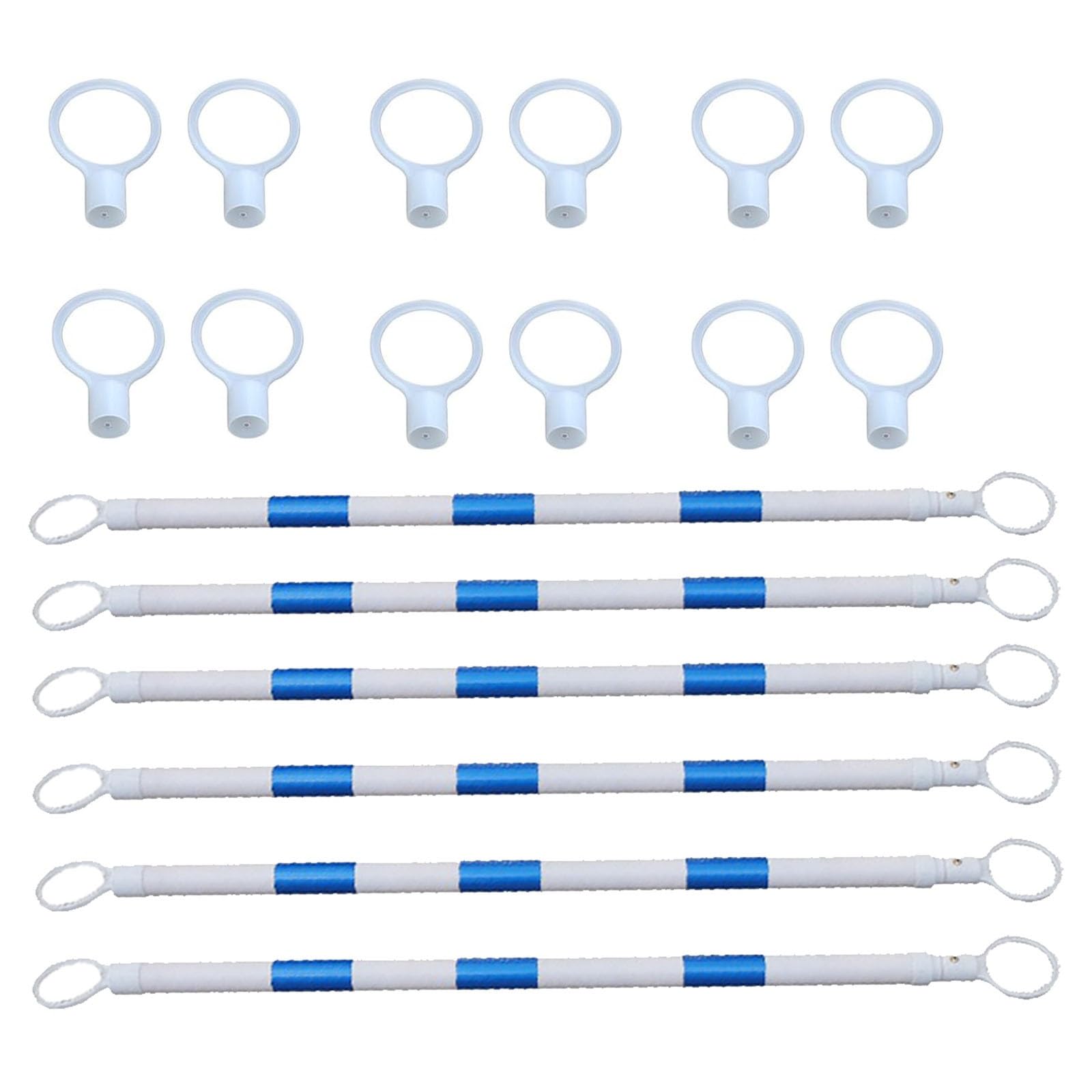 IUokLU 6pcs Retractable Traffic Cone Bars - Flexible Portable Barricade Rods with Reflective Stickers for Roadwork（Blue-White-Rond Ring）