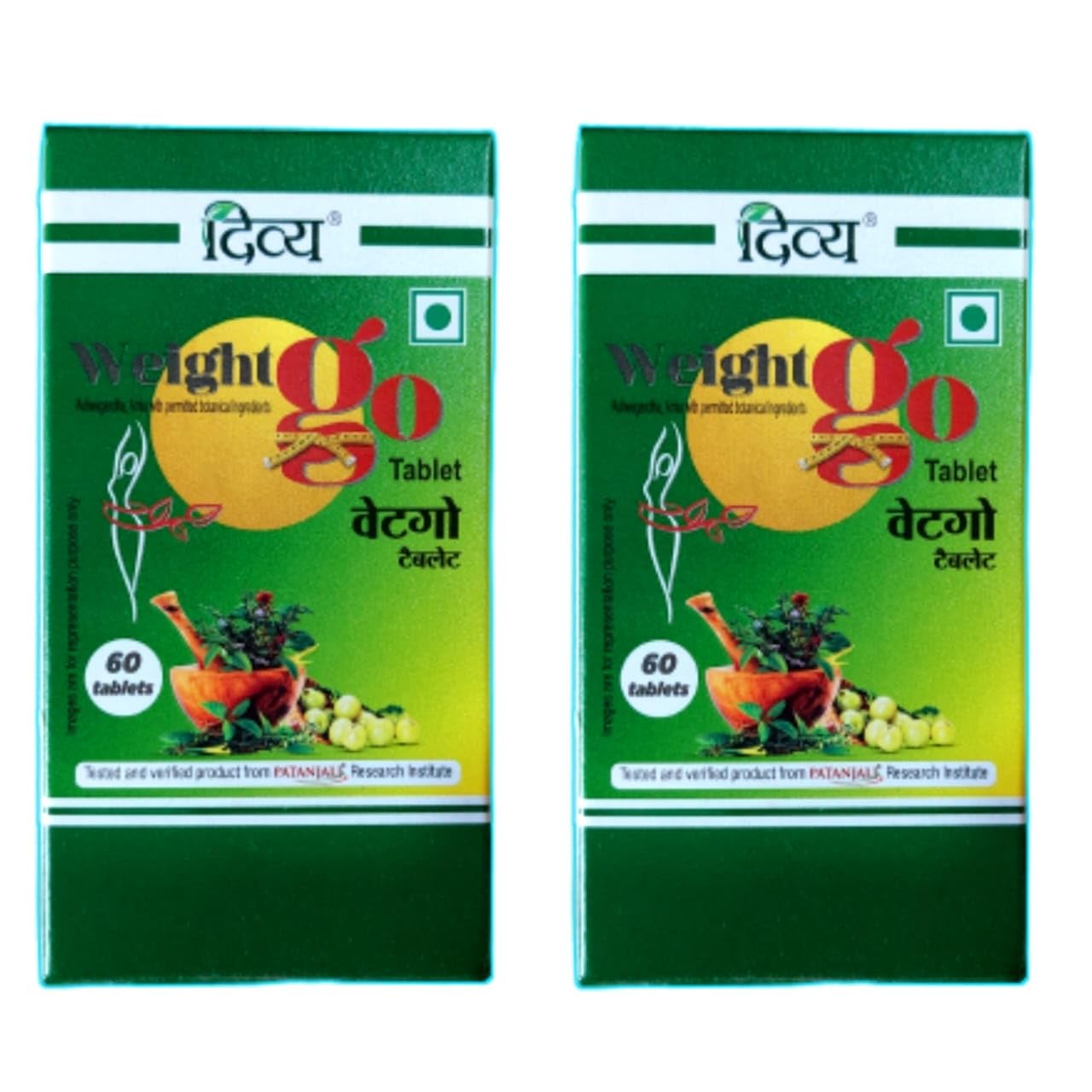 DIVYA WEIGHT GO 60 TAB. BY SAHU FOR LOOSE EXTRA FAT & WEIGHT (PACK OF -2)