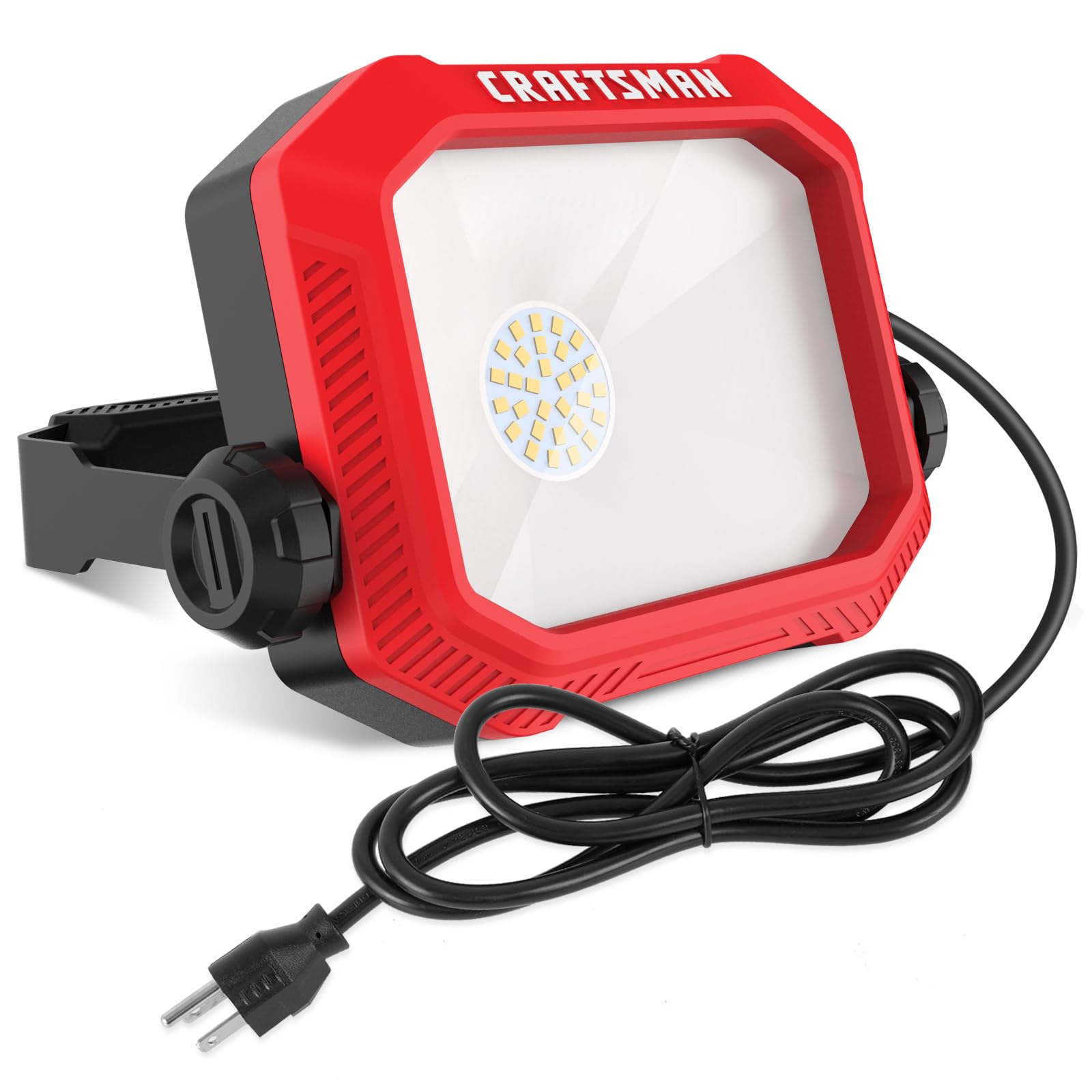 CRAFTSMAN 2500 Lumen LED Portable Work Lights with 2-in-1 Adjustable Metal Stand/Handle, Cool White, Shatterproof Glass Lens, 5FT Power Cord, ETL