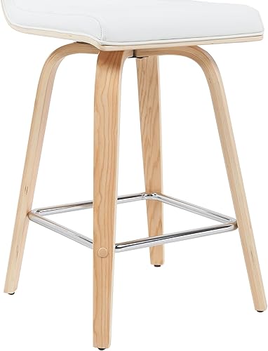 Miniatura 161 de Armen Living Vienna - Taburete giratorio de 26 pulgadas de altura de mostrador de piel sintética gris y madera de nogal Piel sintética