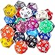 25 Stück Polyedrisch Würfel Set mit Schwarzem Beutel für DND RPG MTG und Andere Tisch Spiele mit Zufälligem Mehrfarbigem Sortiment (D20)
