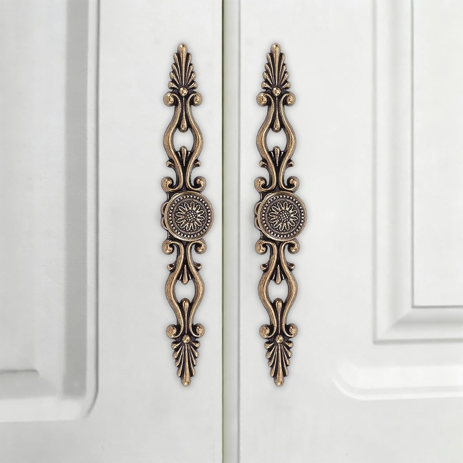 2-Pack Oil Rubbed Bronze Cabinet Knobs, Handle for Wardrobe, 173mm Long Rustic Zinc Alloy Knobs Handles for Dresser Drawers/Office Decorative/Kitchen Bathroom Door-image-0