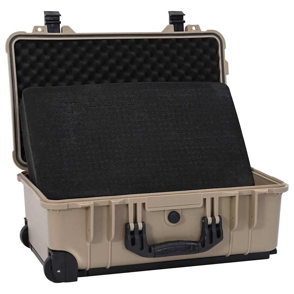 Twarda walizka piaskowa 56 x 35 x 23 cm z polipropylenu i ABS z rolkami, wodoszczelna, odporna na uderzenia, wyściełana, do elektroniki, aparatu, akcesoriów, transportu, ochrony, wnętrz