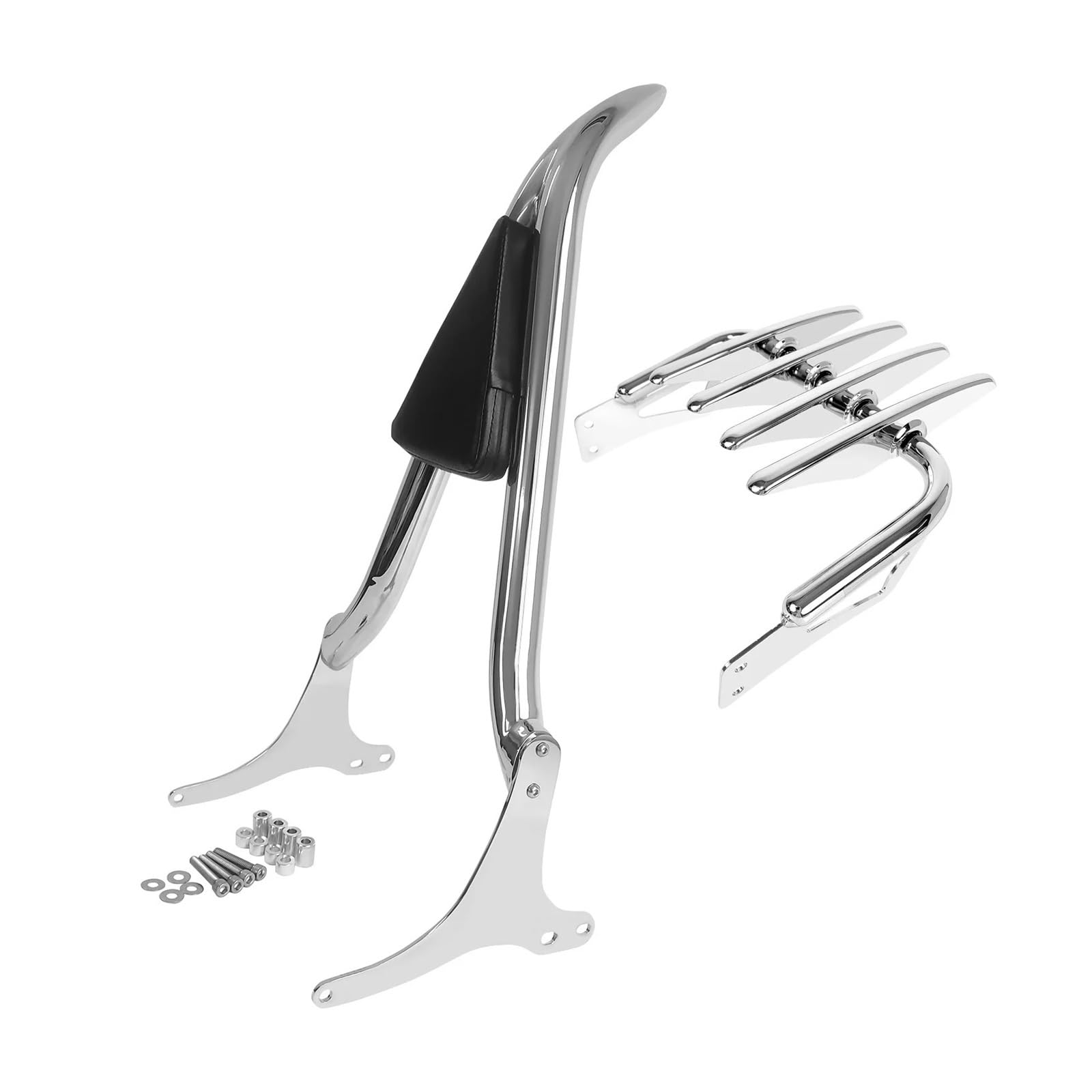 Pasuje do Harley Touring 1997-2008 Road King Electra Glide Sissy Bar oparcie pasażera tylny bagażnik Poduszka Na Kufer Motocyklowy(Chrome)