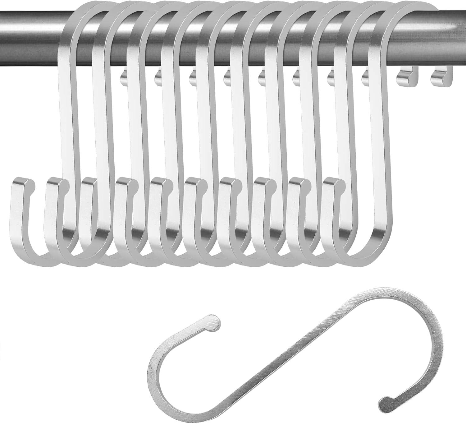 ZEONHEI 30 PCS 3.4 Inch Silver Aluminum S Hooks, S Shaped Hanging Hooks Heavy Duty