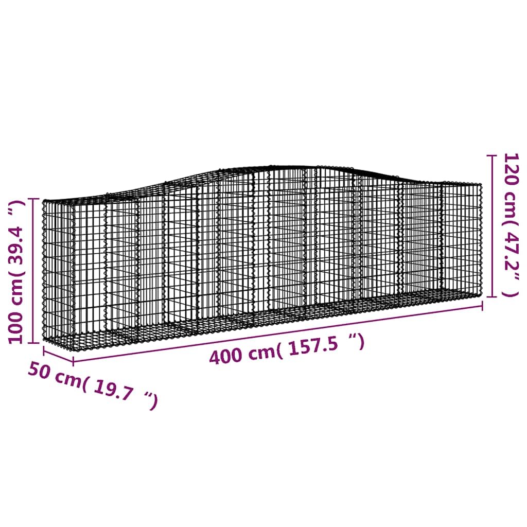 Cesti Gabion Arques 9 pz 400x50x100/120 cm Ferro Zincato | Diametro filo 3,5 mm, ganci rinforzati, barriera giardino decorativo, riempimento rocce o ghiaia